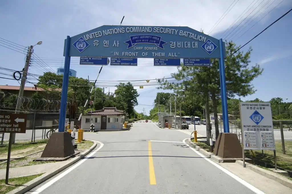 Entering Camp Bonifas on our Panmunjom tour