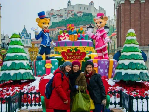 At Everland theme park during Christmas