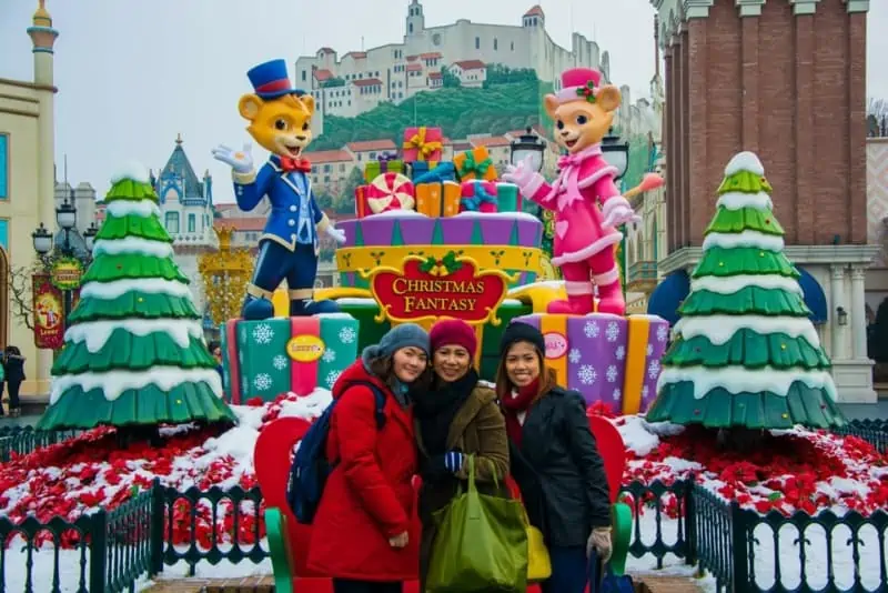 At Everland theme park during Christmas