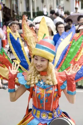 A fairy waving to the crowd during a parade at Everland theme park