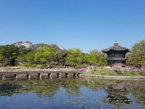 Hyangwonjeong traditional royal tea house at Gyeongbok Palace