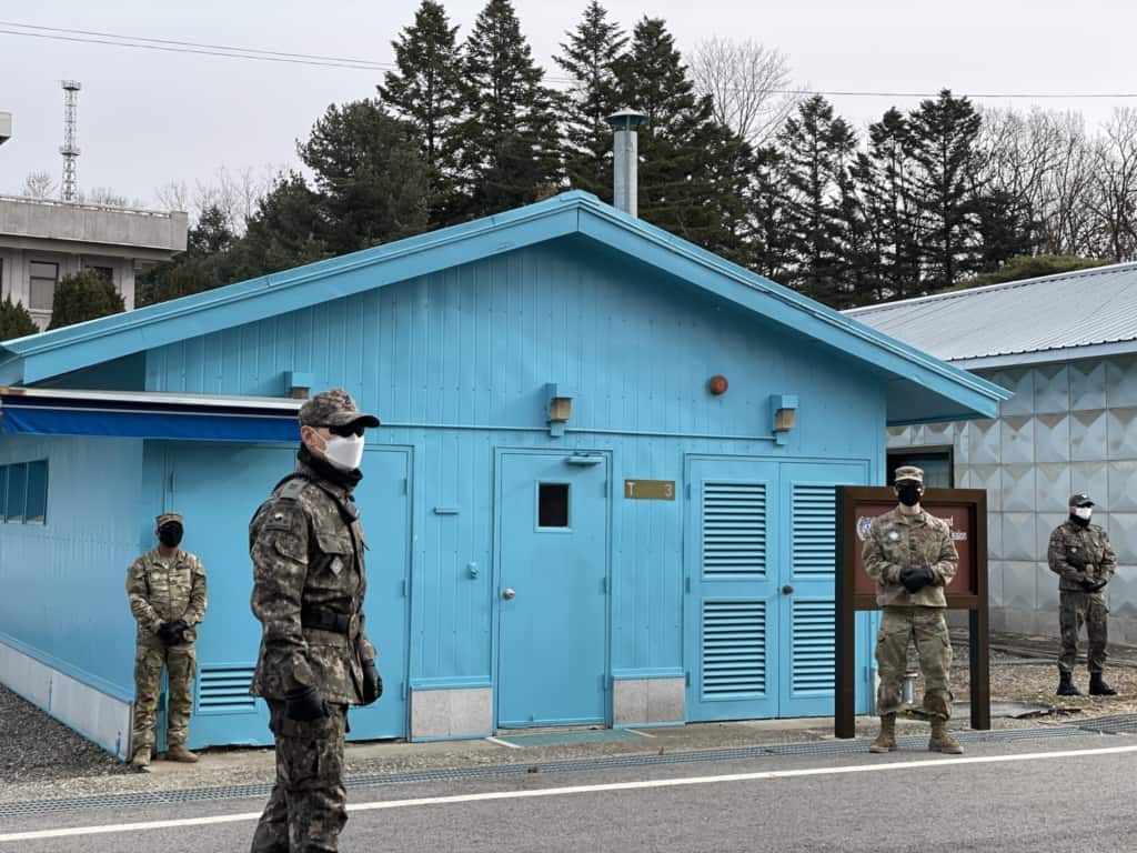 JSA border guards securing one of the Military Armistice Commission Conference Rooms