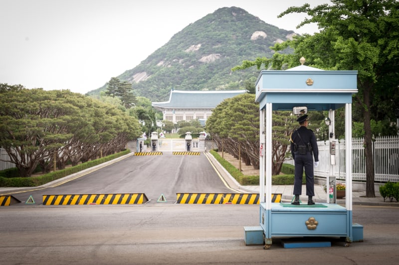 Outside Cheongwadae or better known as the Blue House which is South Korea's presidential residence