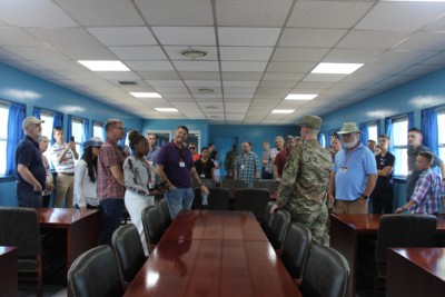 A photo taken of our tour group inside the UNCMAC Conference Room during our Panmunjom tour