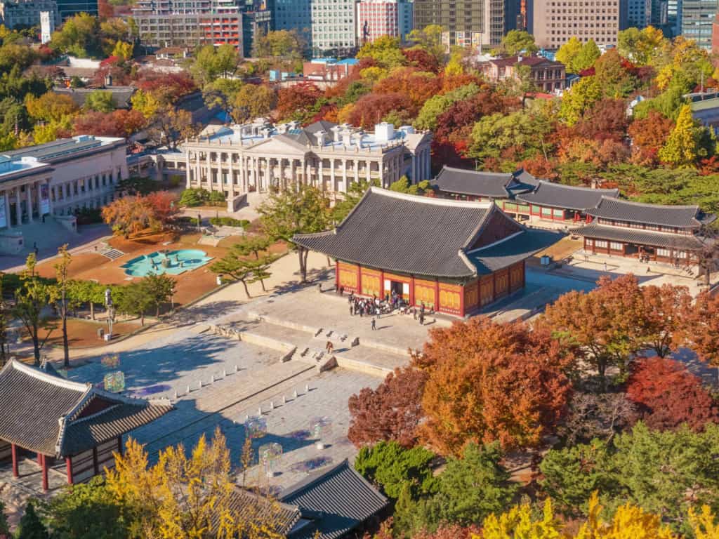 Picture of Deoksugung Palace taken from above