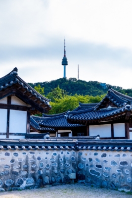 A view of Seoul Tower from Namsangol Hanok Village
