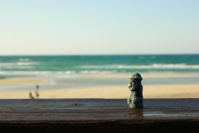 Overlooking one of the picturesque Jeju-do beaches from a cafe on a clear day