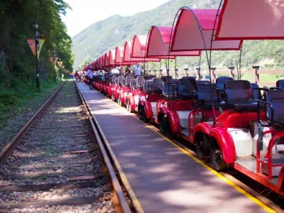 At Gangchon Rail Park getting ready to go rail biking