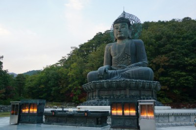 A giant statue of Buddha located outside Shinheungsa temple