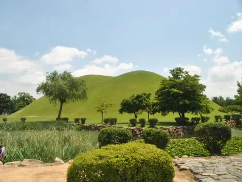 The beautiful burial mounds of the Silla rulers inside Tumuli Park in Gyeongju