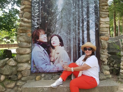 A guest taking one of our drama tours and visiting Nami Island, the filming location of Winter Sonata