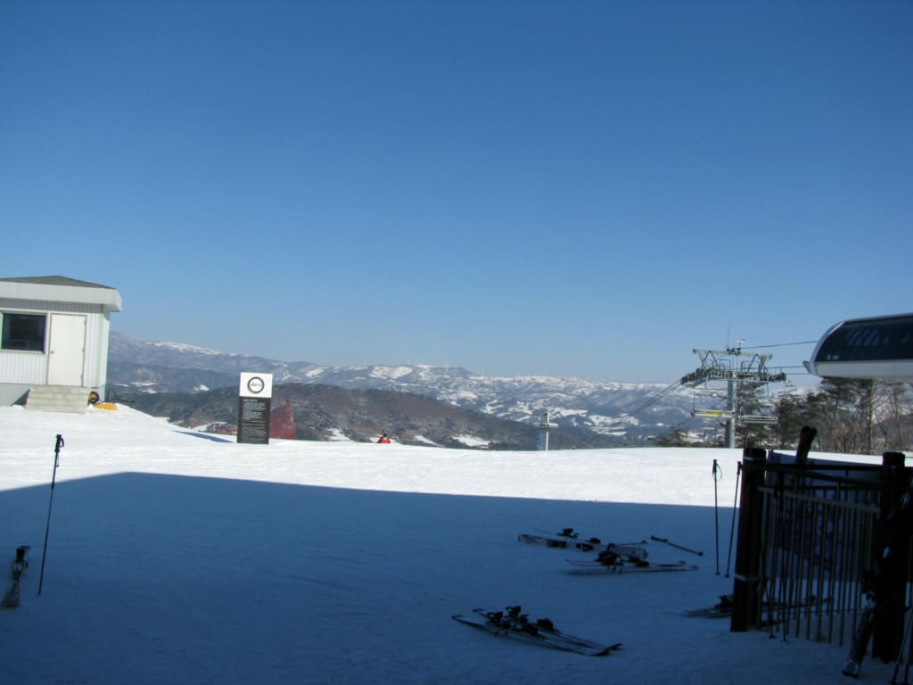 Looking down from the top of a ski slope at Alpensia Resort