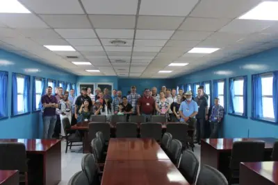 A group photo of our tour group during a tour of the DMZ