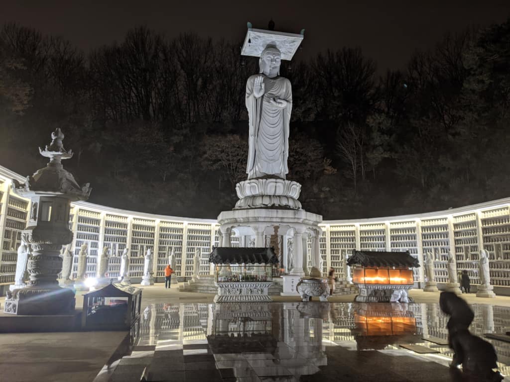 A giant statue of Buddha at Bongeunsa Temple in Gangnam