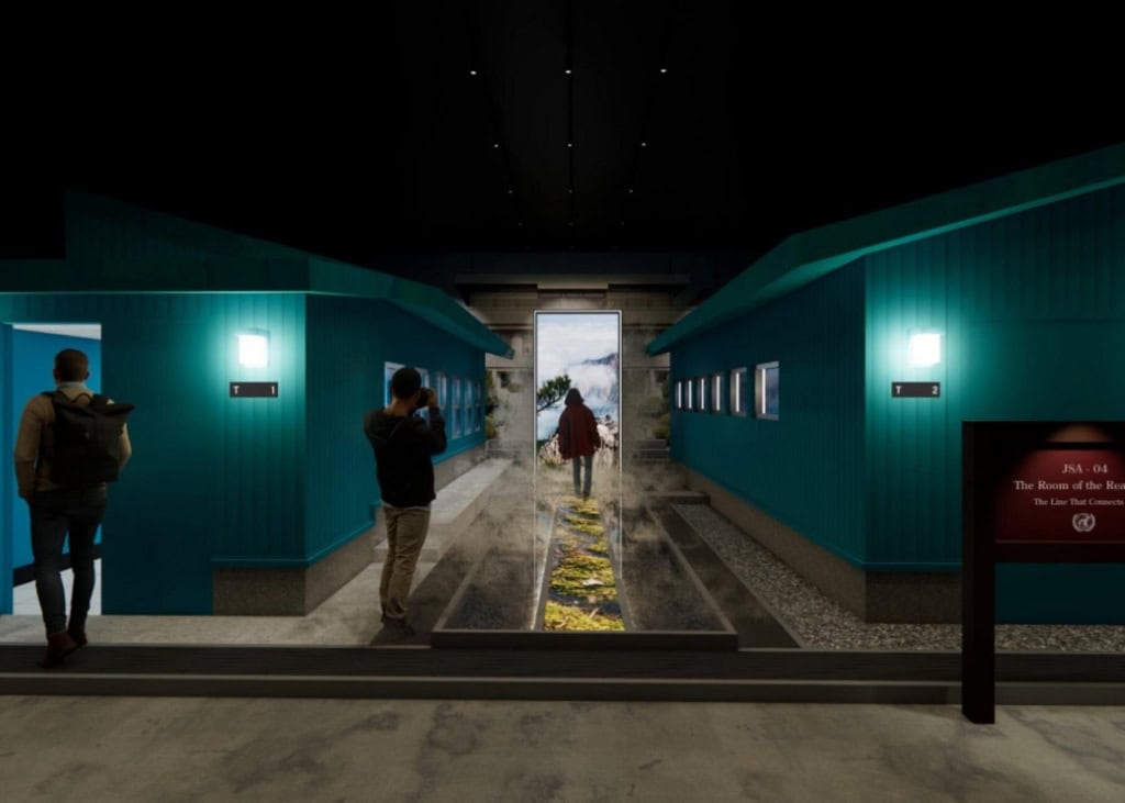 Looking at the replica JSA T1 and T2 conference rooms inside the JSA Museum